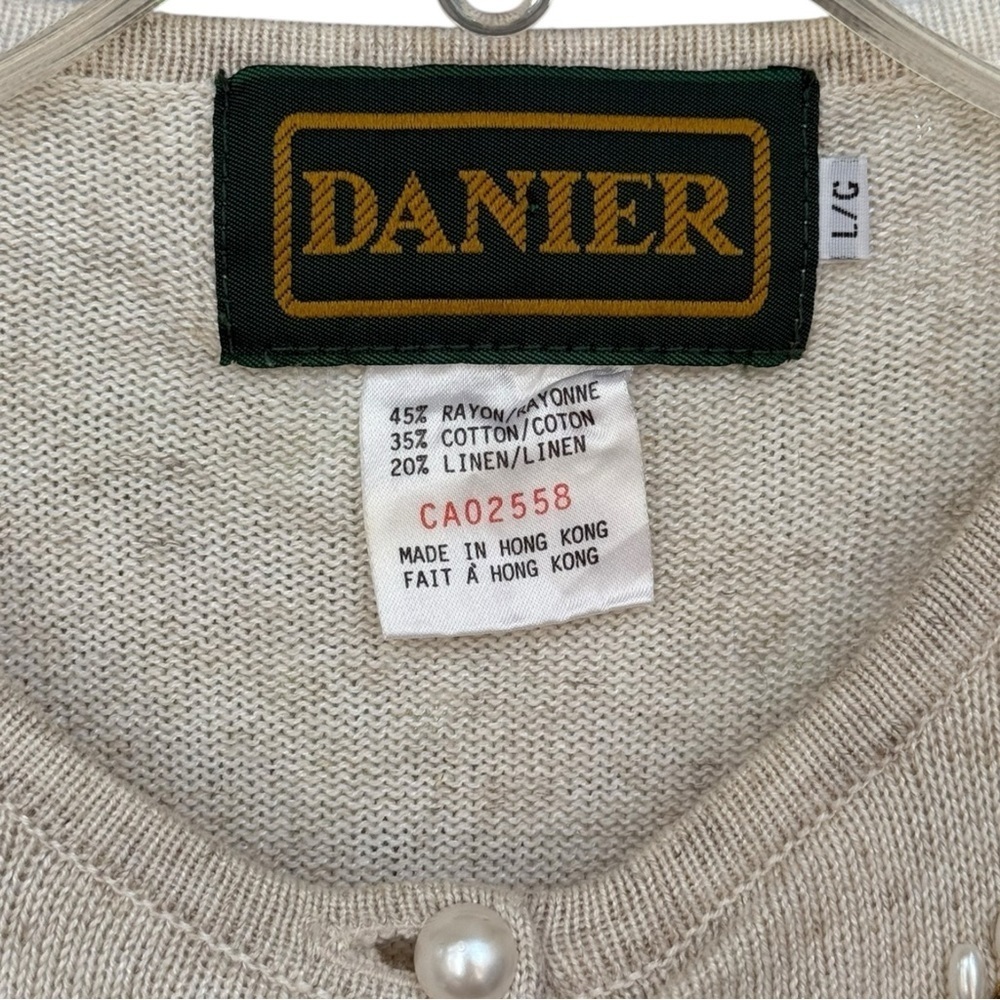 Vintage Danier Pearl Embellished Beaded Cardigan Sweater Size Large 80s 90s - Picture 6 of 10